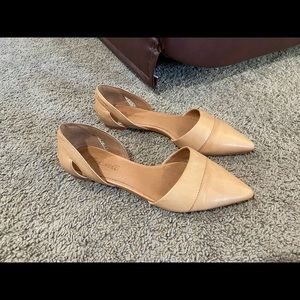 Madewell Pointed Toe Tan Leather D'Orsay Flats Women’s Size 6.5